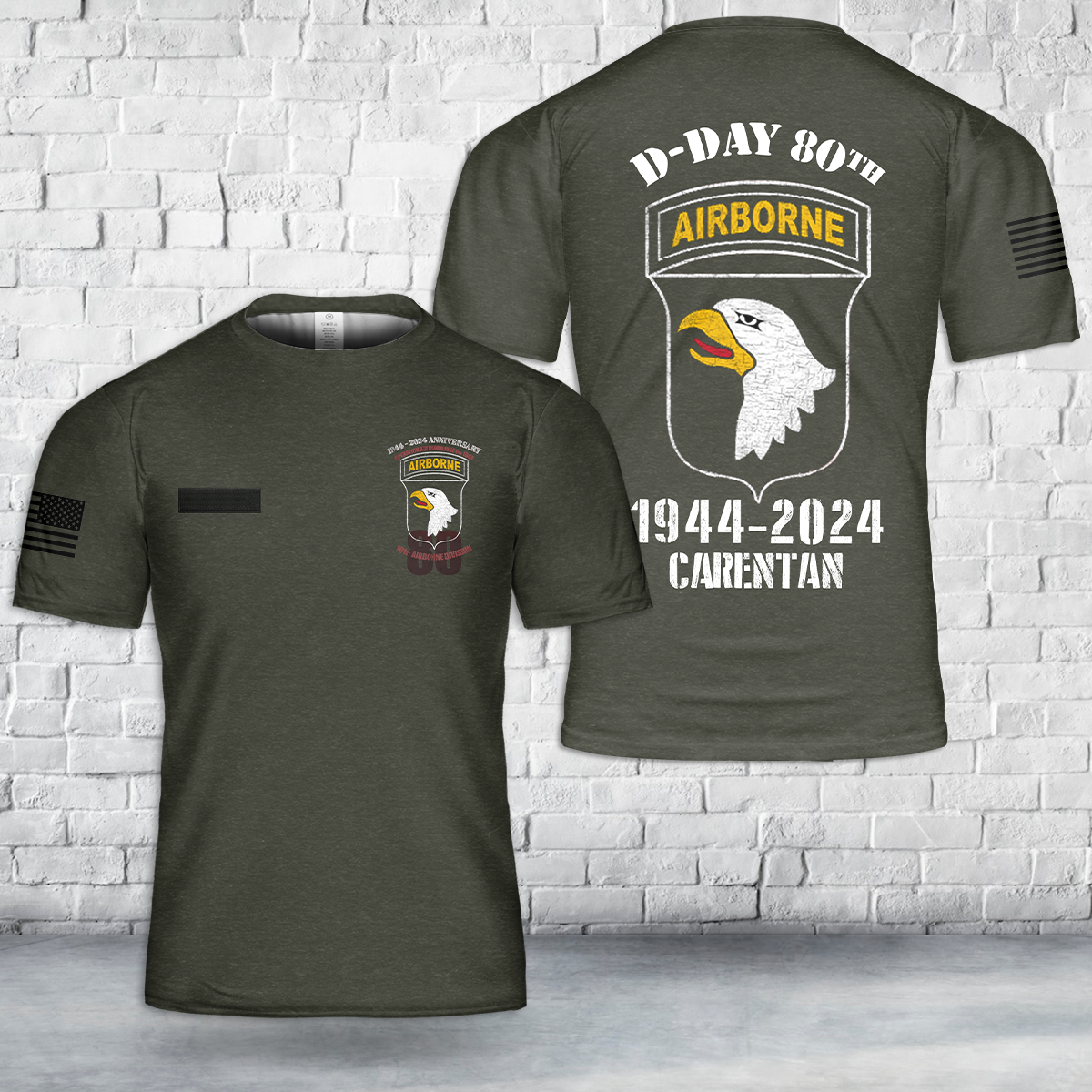 Custom Name D-Day 80th Anniversary 101st Airborne Division Carentan Military T-Shirt 3D