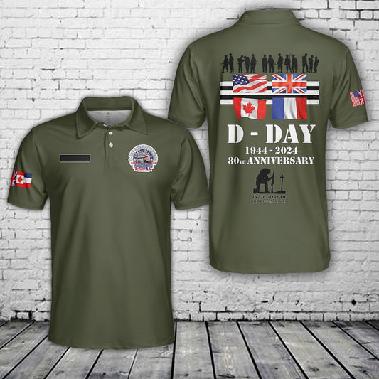 Custom Name D-Day 80th Anniversary 1944-2024 Polo Shirt