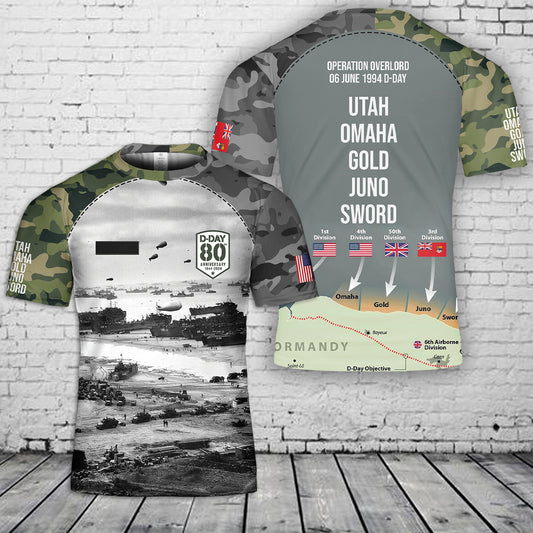 Custom Name D-Day 80th Anniversary T-Shirt 3D