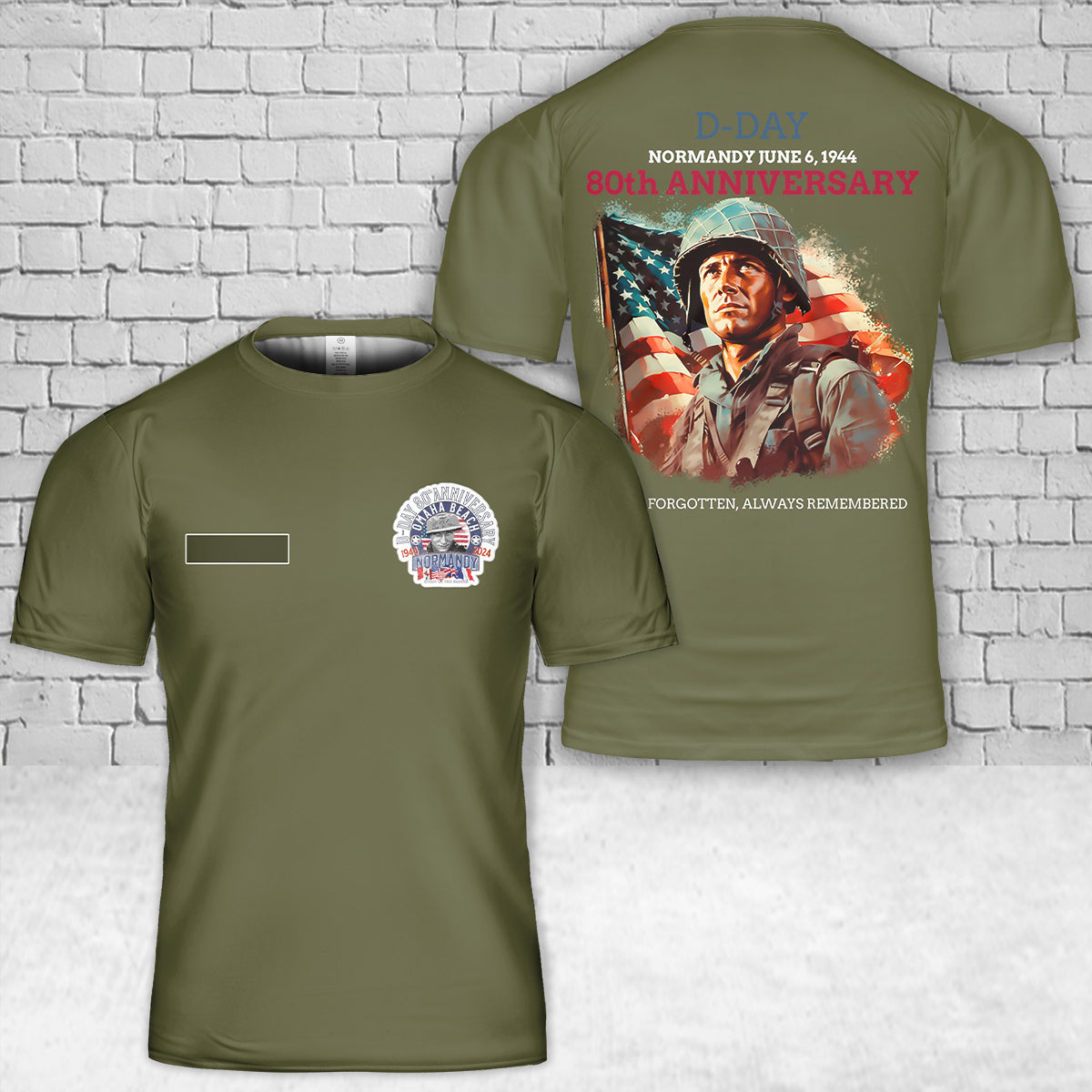 Custom Name D-Day Normandy June 6, 1944 80th Anniversary T-Shirt 3D