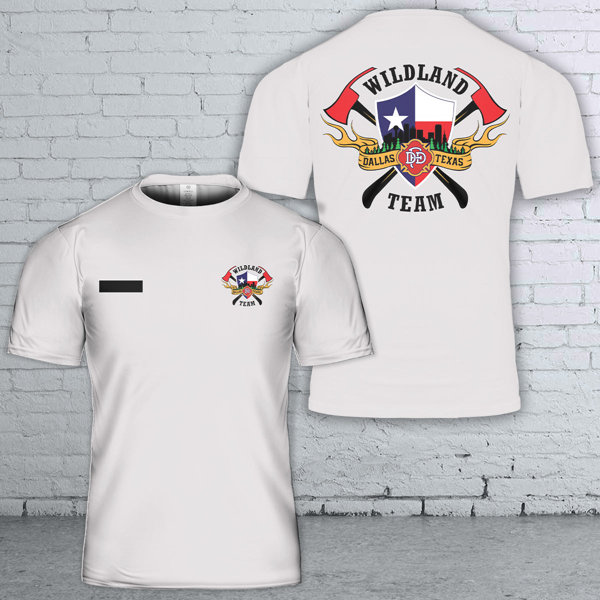 Custom Name Dallas, Texas, Dallas Fire-Rescue Wildland Team T-Shirt 3D