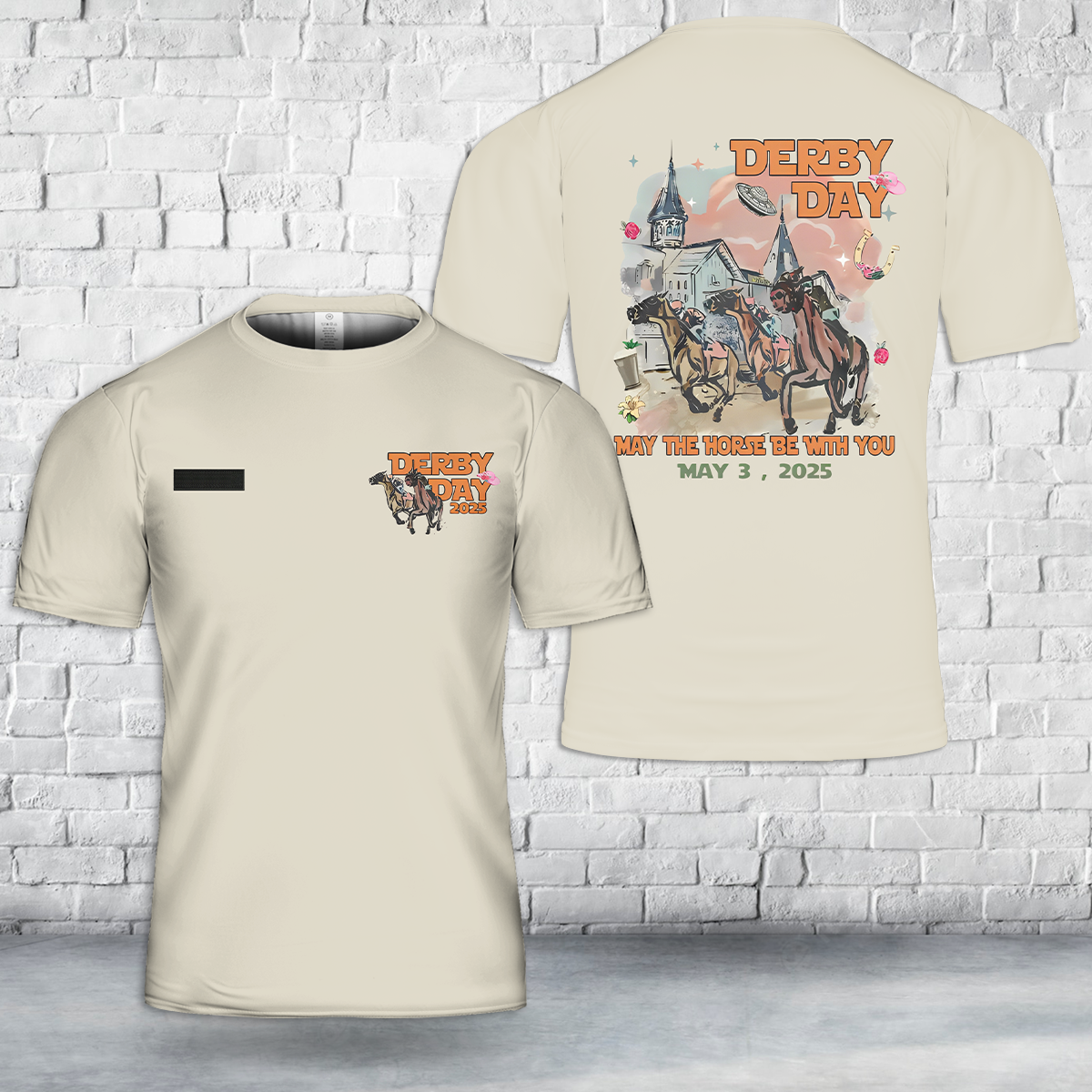 Custom Name Derby Day May the Horse Be with You T-Shirt 3D