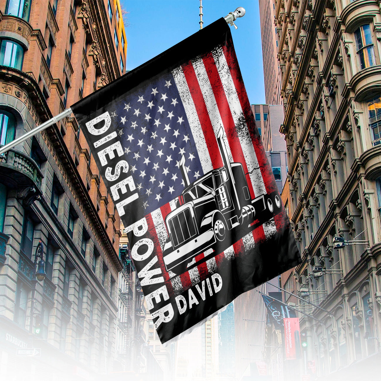 Custom Name Diesel Truck House Flag