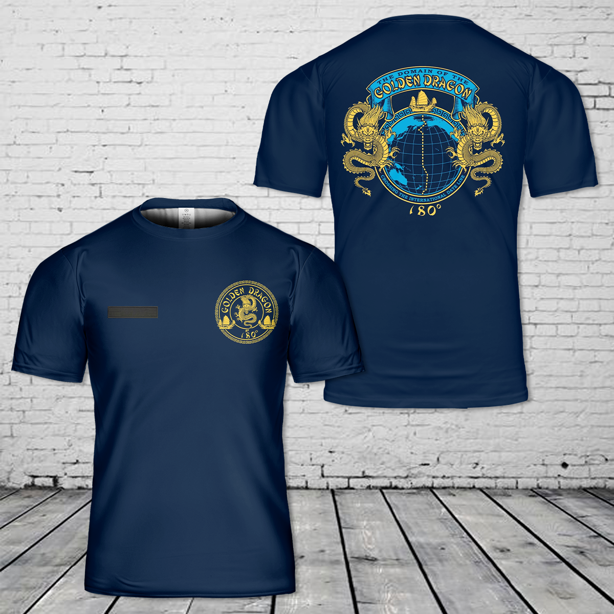 Custom Name Domain of the Golden Dragon Crossing the International Dateline 180 T-Shirt 3D