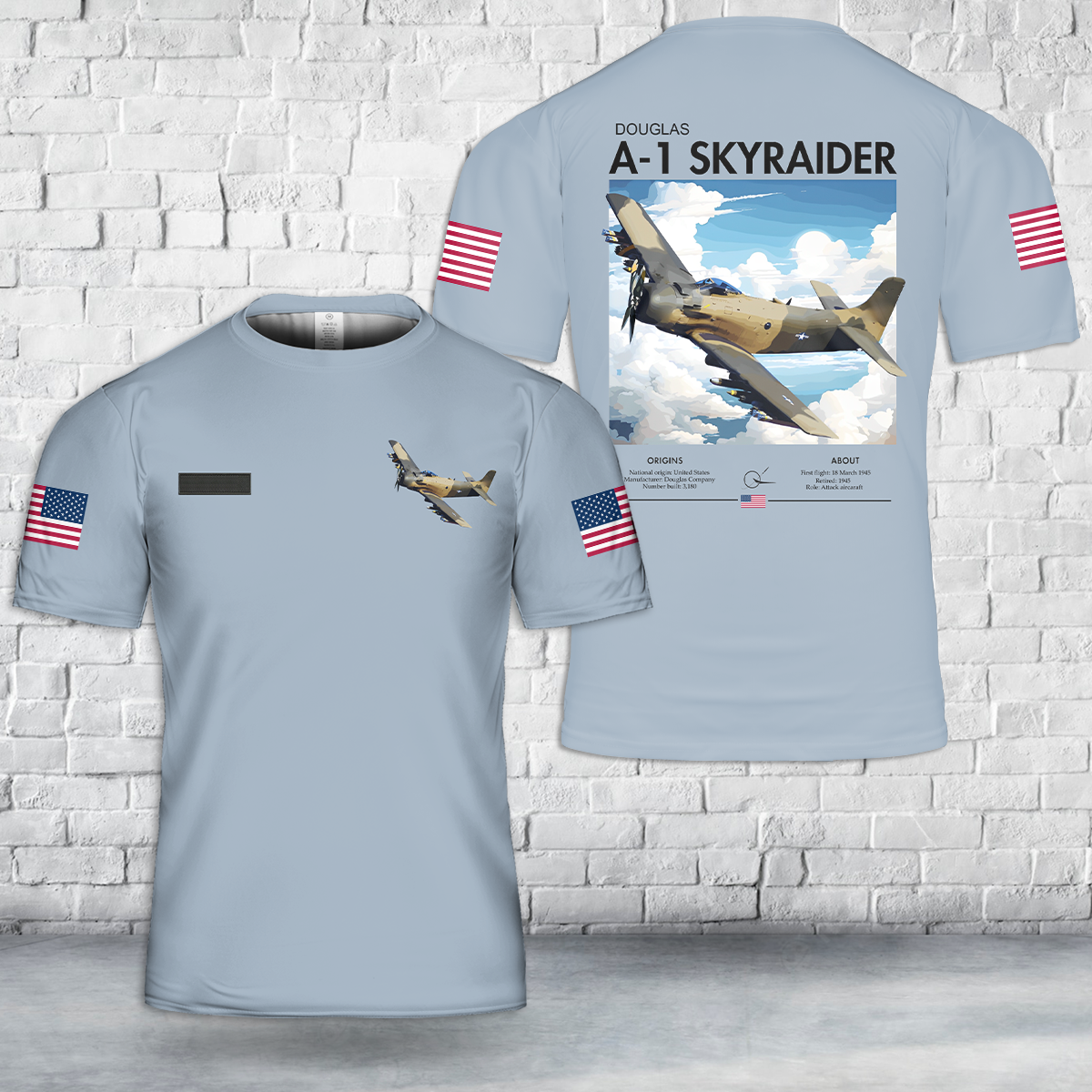 Custom Name Douglas A-1 Skyraider T-Shirt 3D