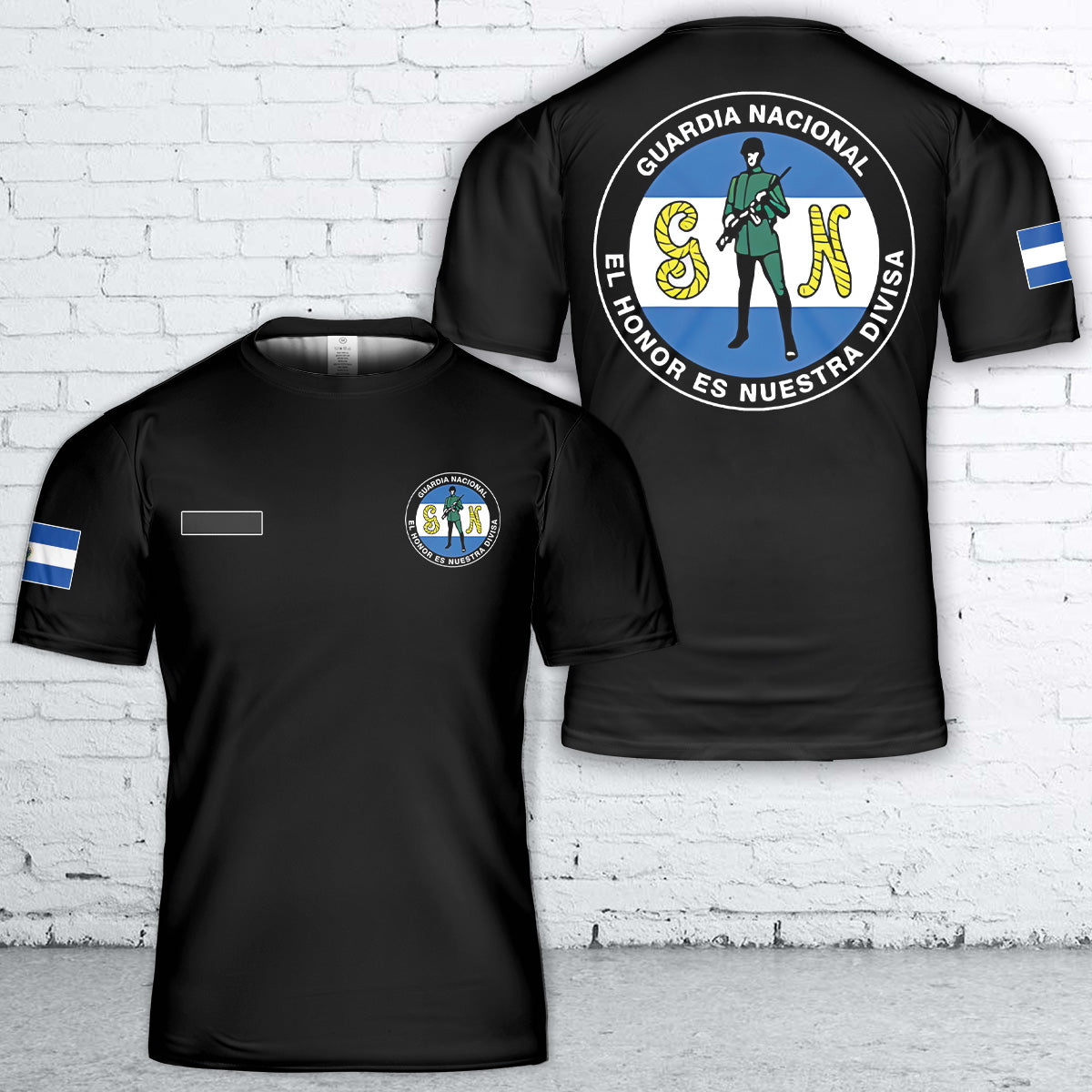 Custom Name EL Salvador Civil War Army National Guard Guardia Nacional T-Shirt 3D