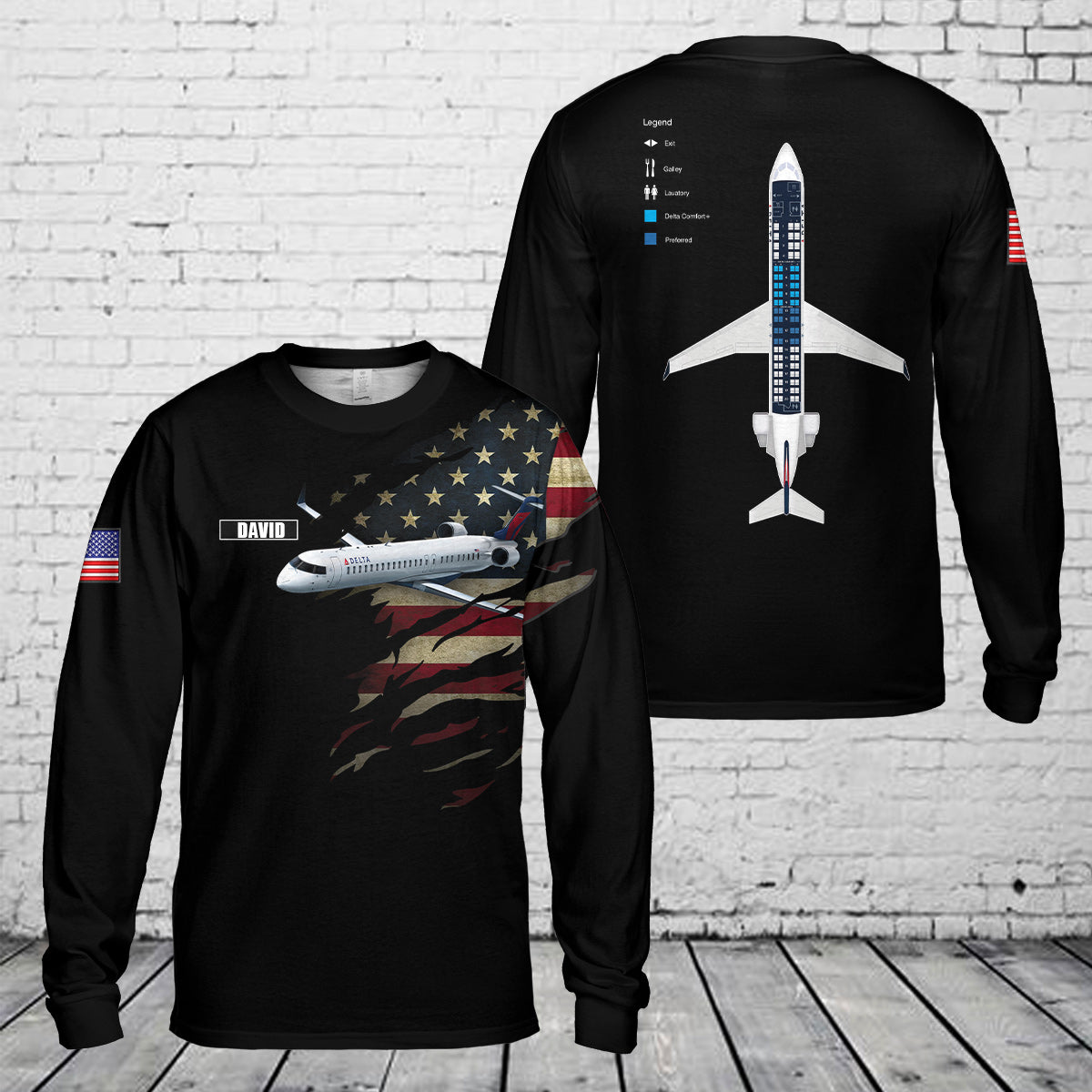 Custom Name Endeavor Air CRJ-900 Long Sleeve Shirt