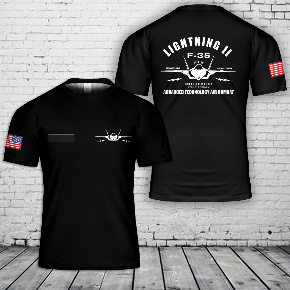 Custom Name F-35 Lightning II Stealth Advanced Technology Air Combat T-Shirt 3D