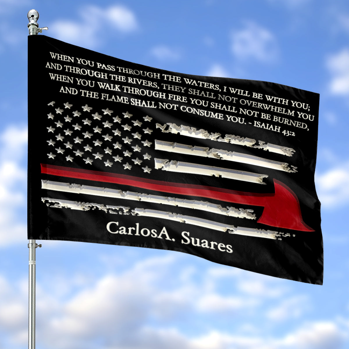 Custom Name Firefighter American House Flag