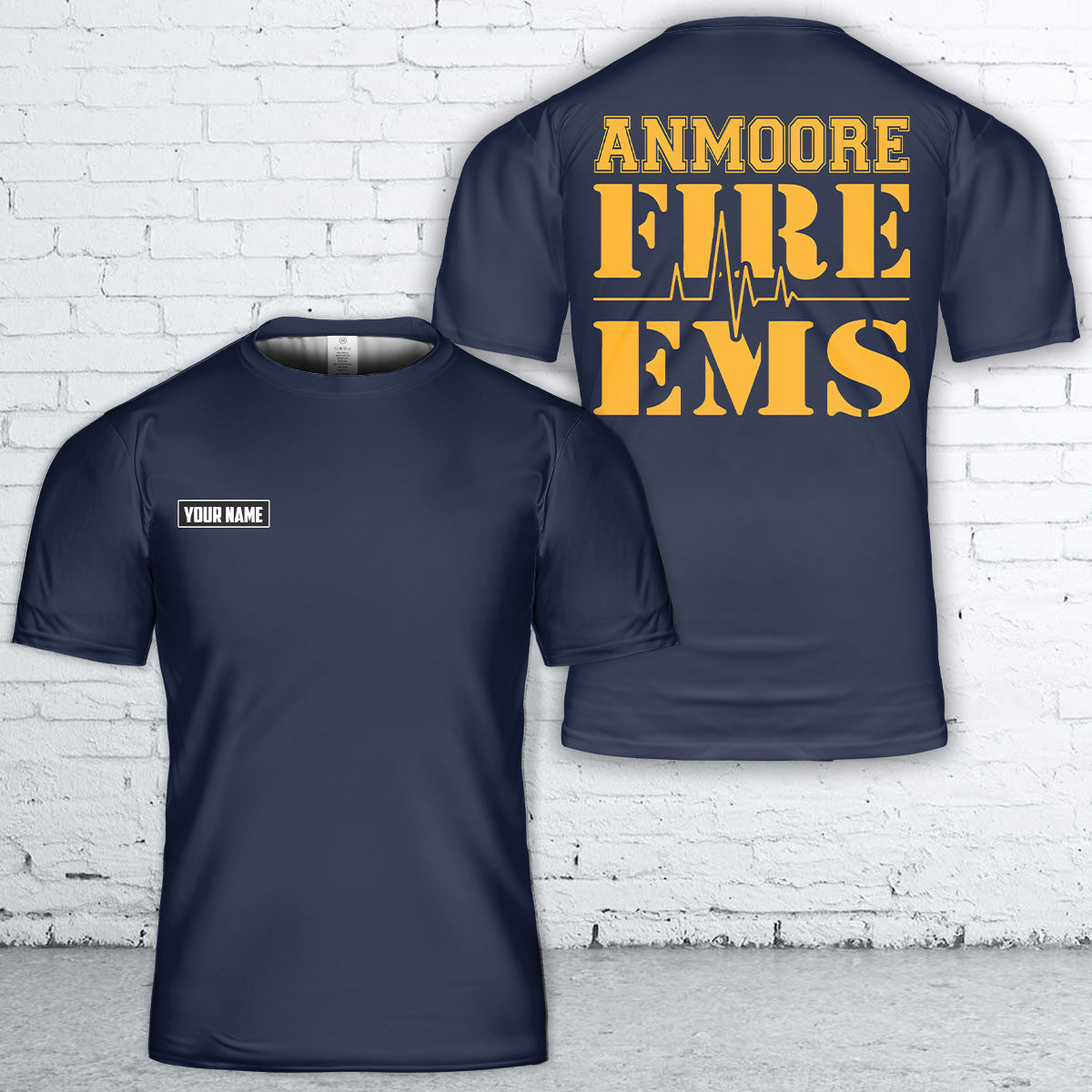 Custom Name Harrison County, West Virginia, Anmoore Fire Department & EMS T-Shirt 3D