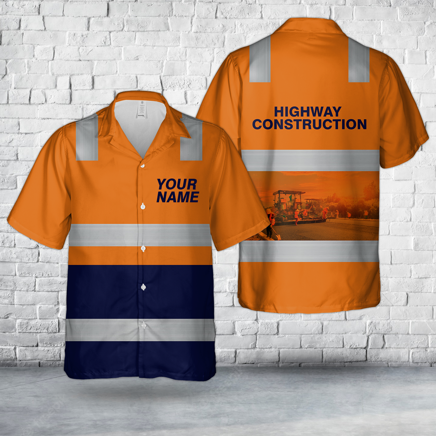 Custom Name Highway Construction Hawaiian Shirt