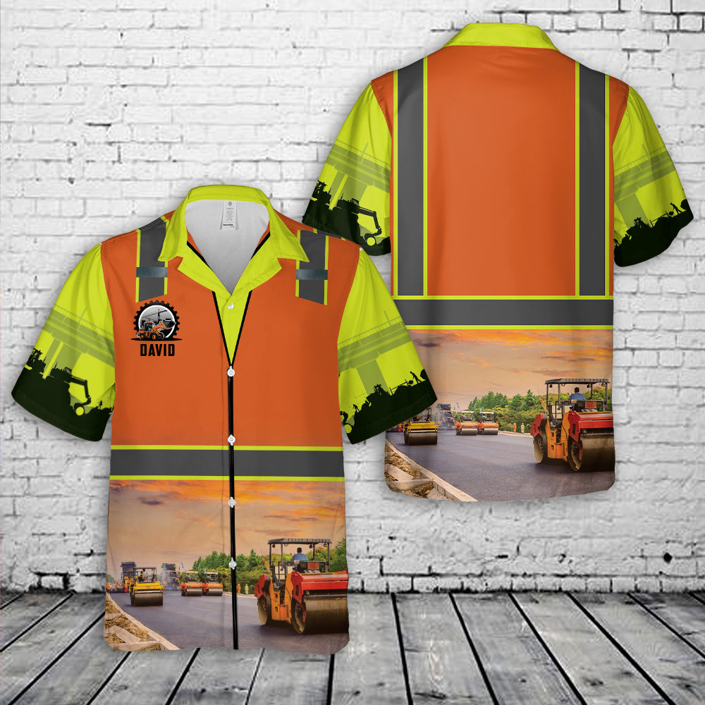Custom Name Highway Construction Hawaiian Shirt