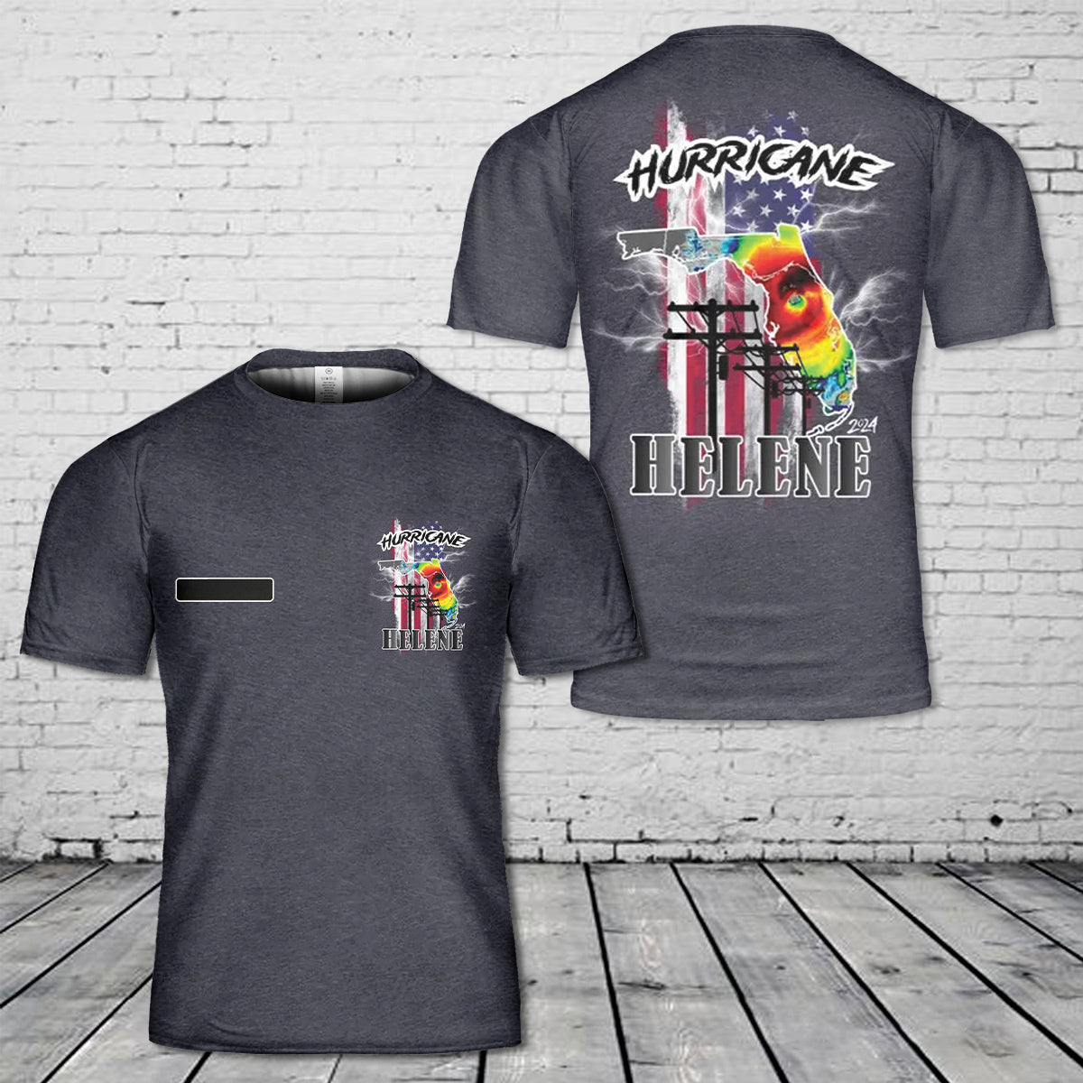 Custom Name Hurricane Helene Florida Lineman T-Shirt 3D