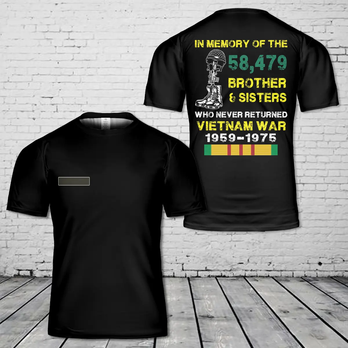 Custom Name In Memory Of The 58,479 Brothers And Sisters Who Never Returned Vietnam War 1959 - 1975 T-Shirt 3D