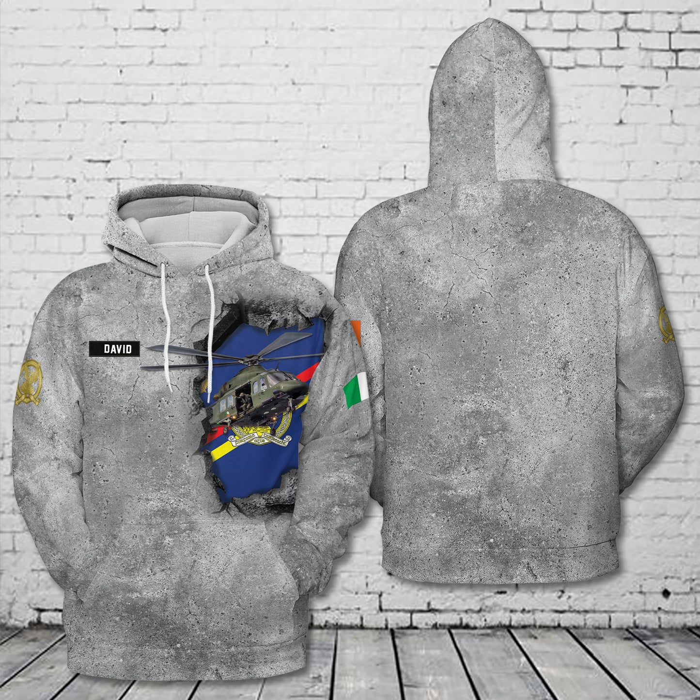 Custom Name Irish Air Corps AgustaWestland AW139 3D Hoodie