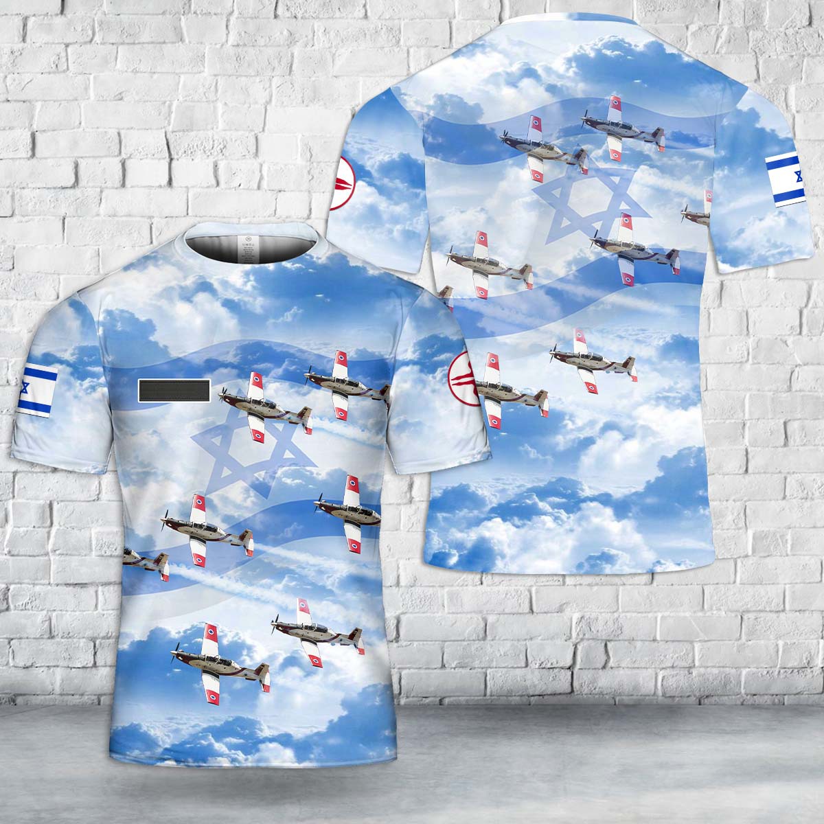 Custom Name Israel Air Force IAF Aerobatic Team Aerobatic Display T-Shirt 3D