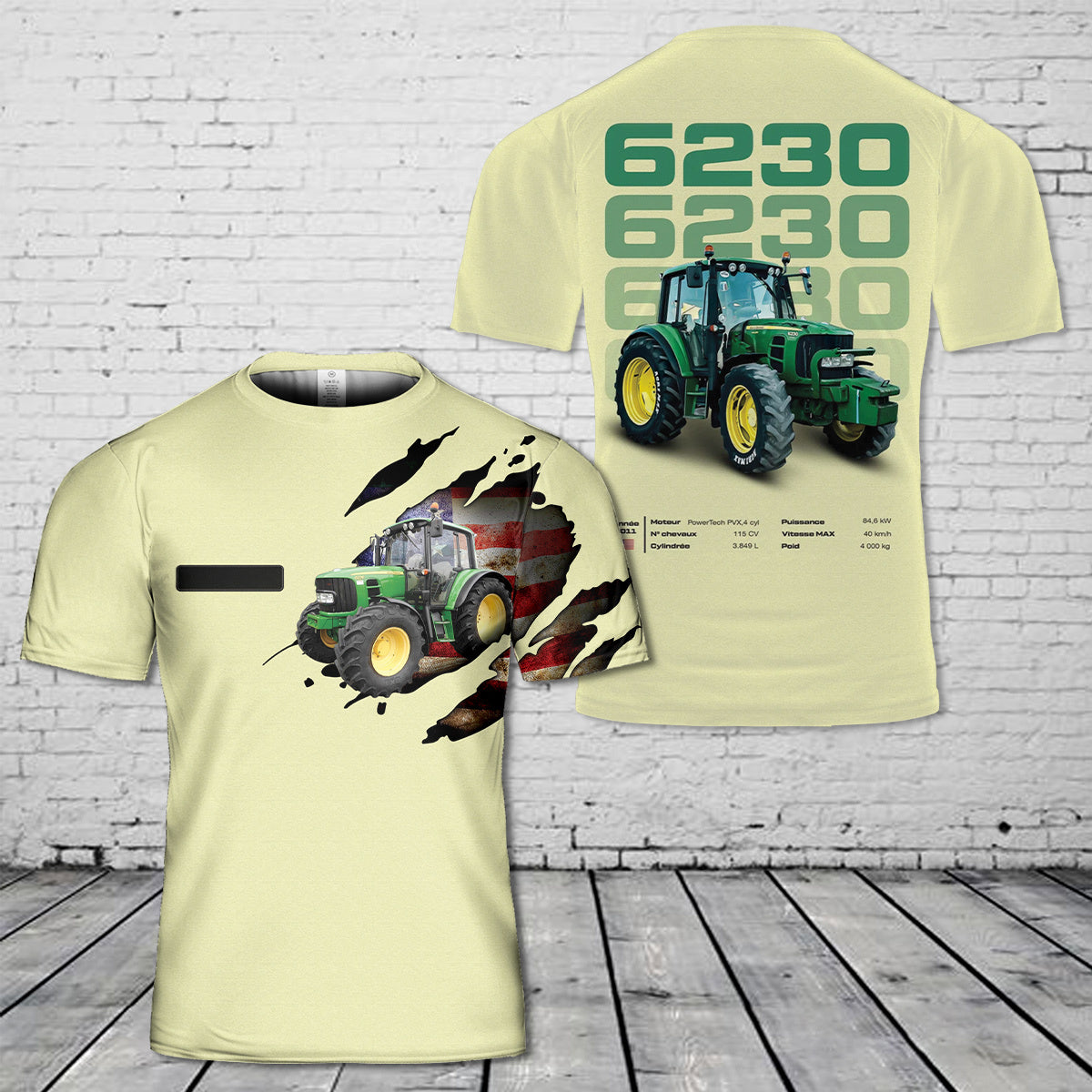 Custom Name JD 6230 Tractor T-Shirt 3D