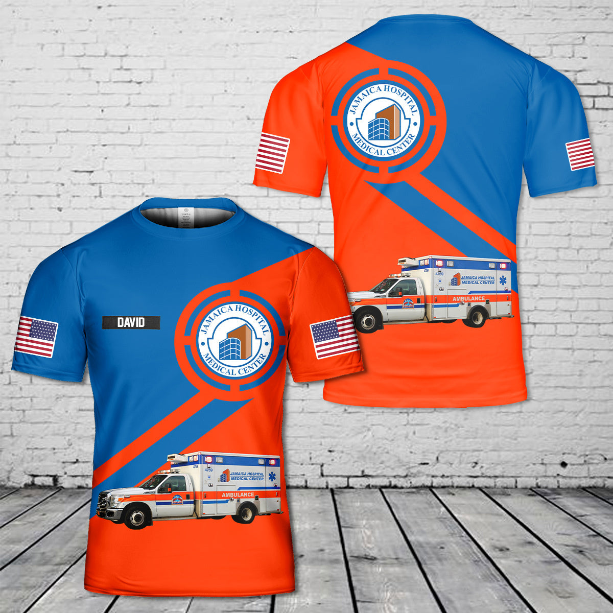 Custom Name Jamaica Hospital Medical Center Ambulance 3D T-Shirt