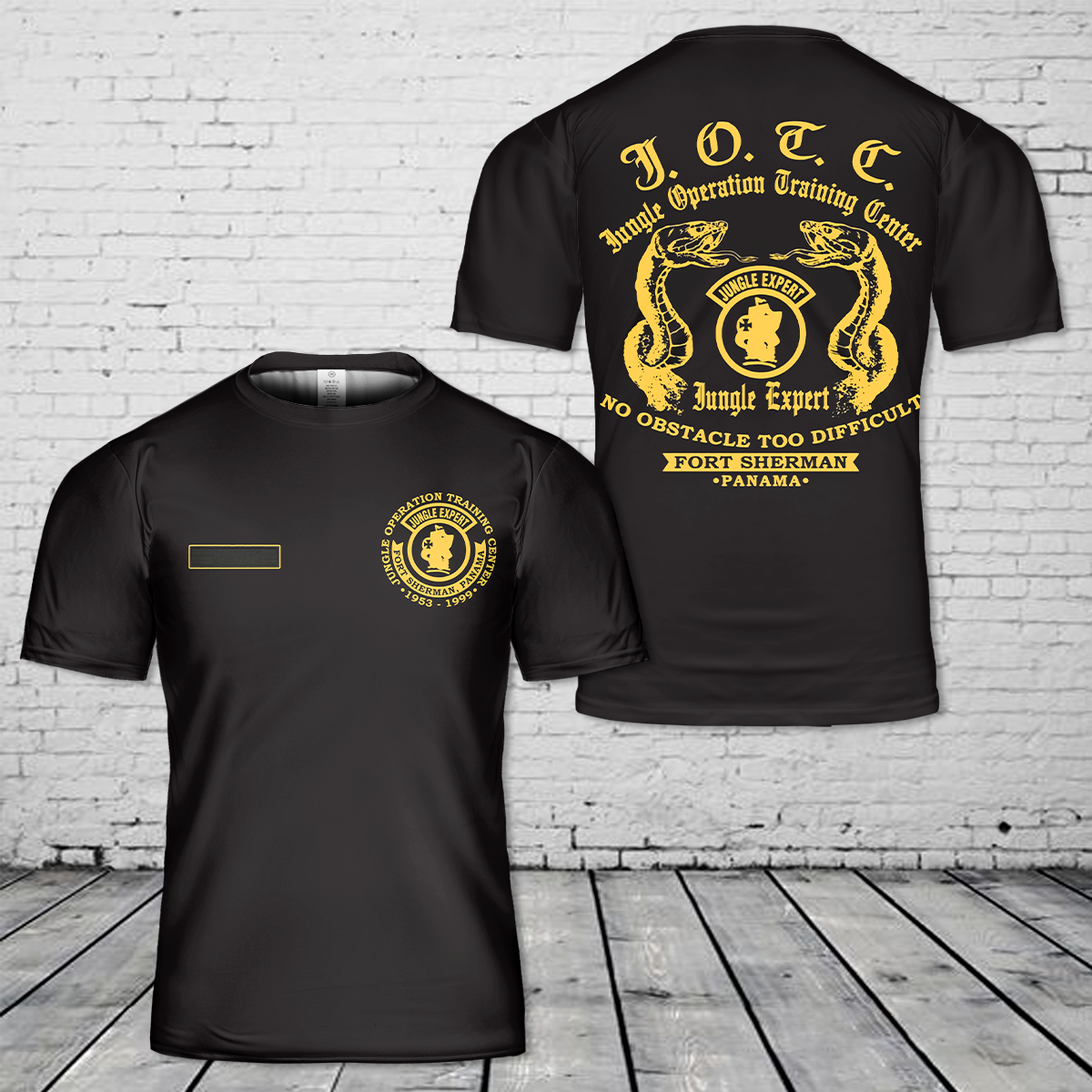 Custom Name Jungle Operations Training Center - JOTC - Fort Sherman, Panama T-Shirt 3D