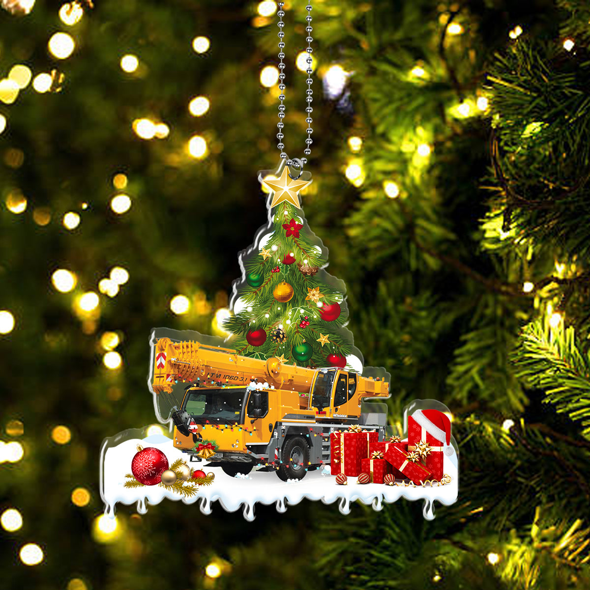 Custom Name Liebherr LTM 1060-3.1 Mobile Crane Christmas Ornament