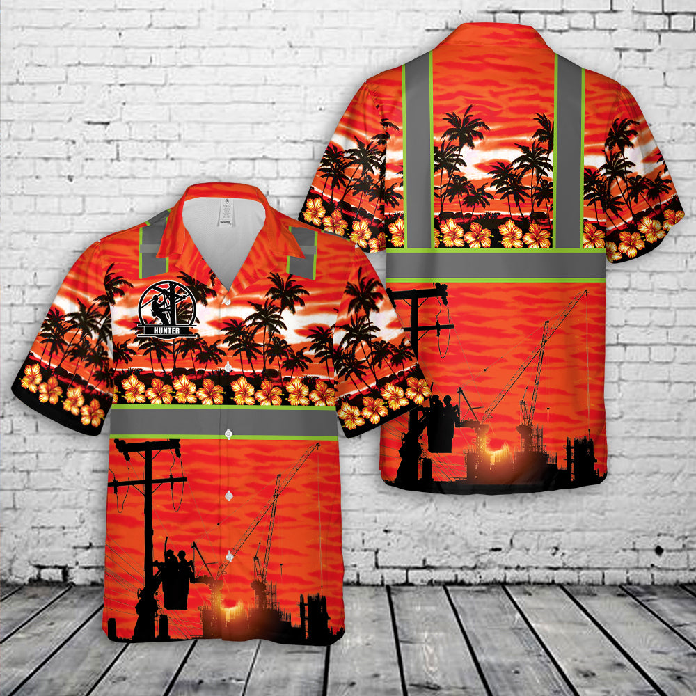 Custom Name Lineman Hawaiian Shirt