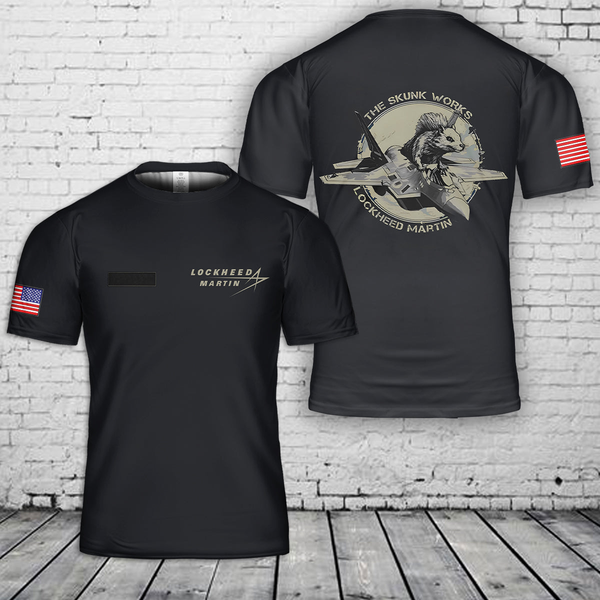 Custom Name Lockheed Martin Project Skunk Stand on F-22 Raptor T-Shirt 3D