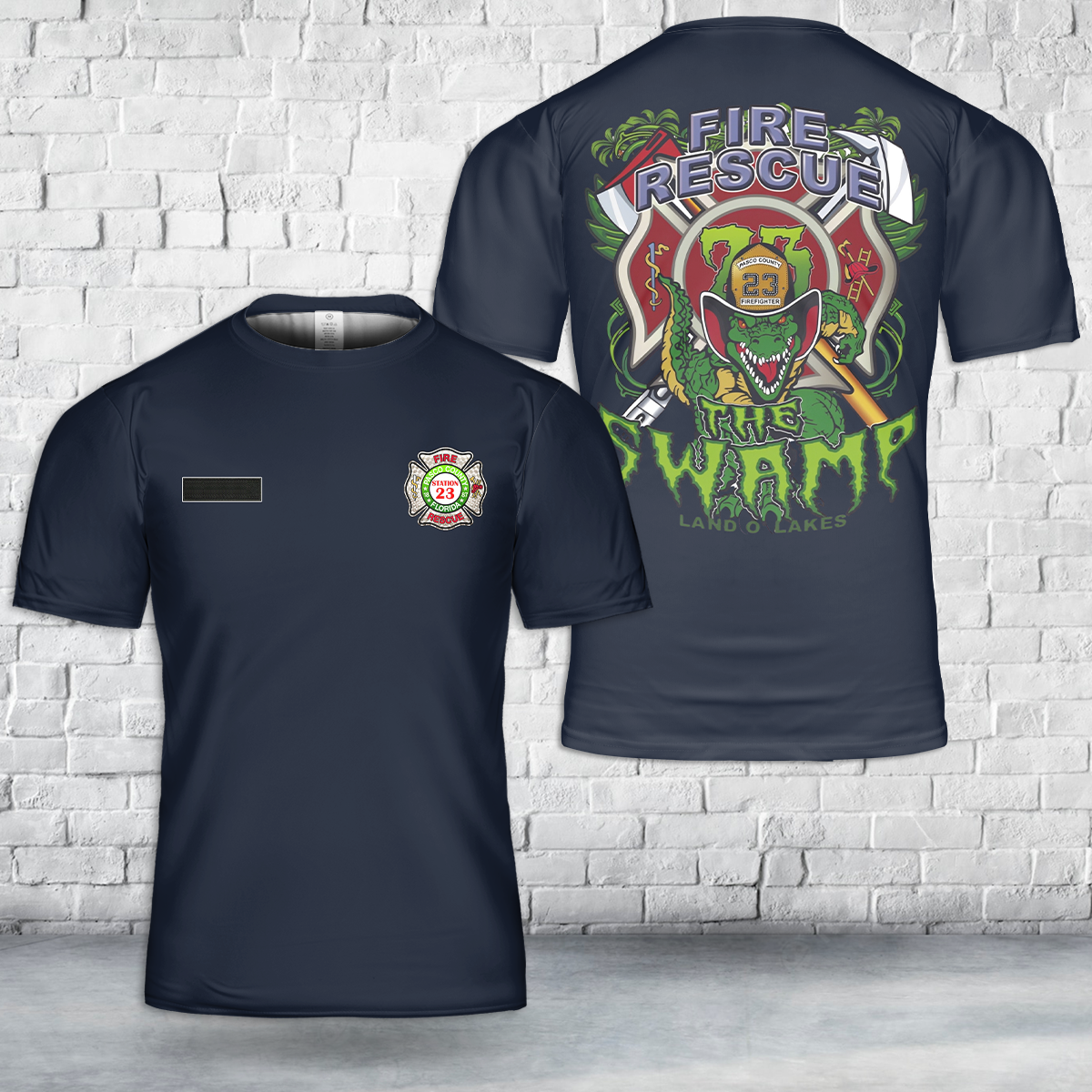Custom Name Lutz, Florida, Pasco County Fire Rescue - Station 23 T-Shirt 3D