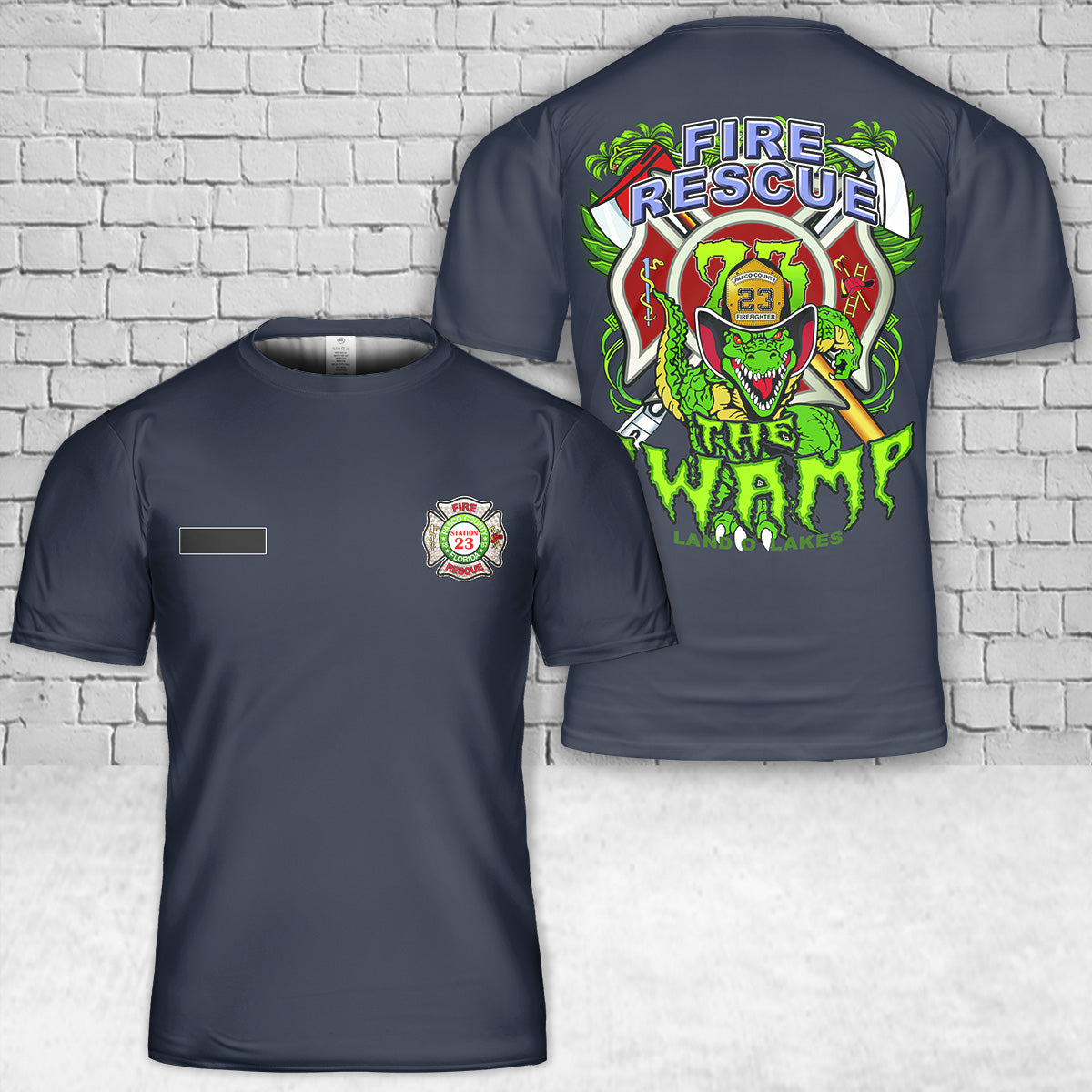 Custom Name Lutz, Florida, Pasco County Fire Rescue - Station 23 T-Shirt 3D