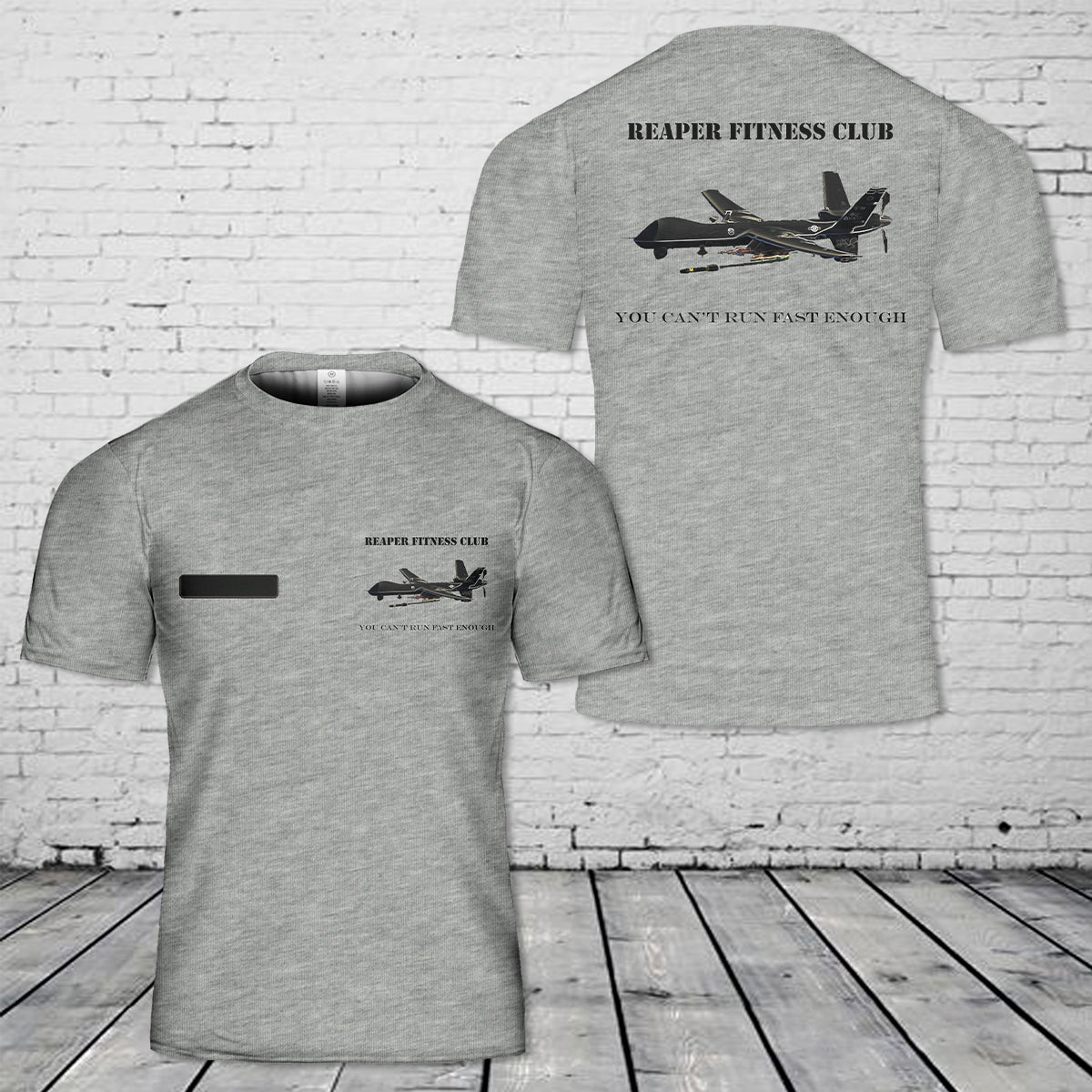 Custom Name MQ-9 Reaper Fitness Club T-Shirt 3D