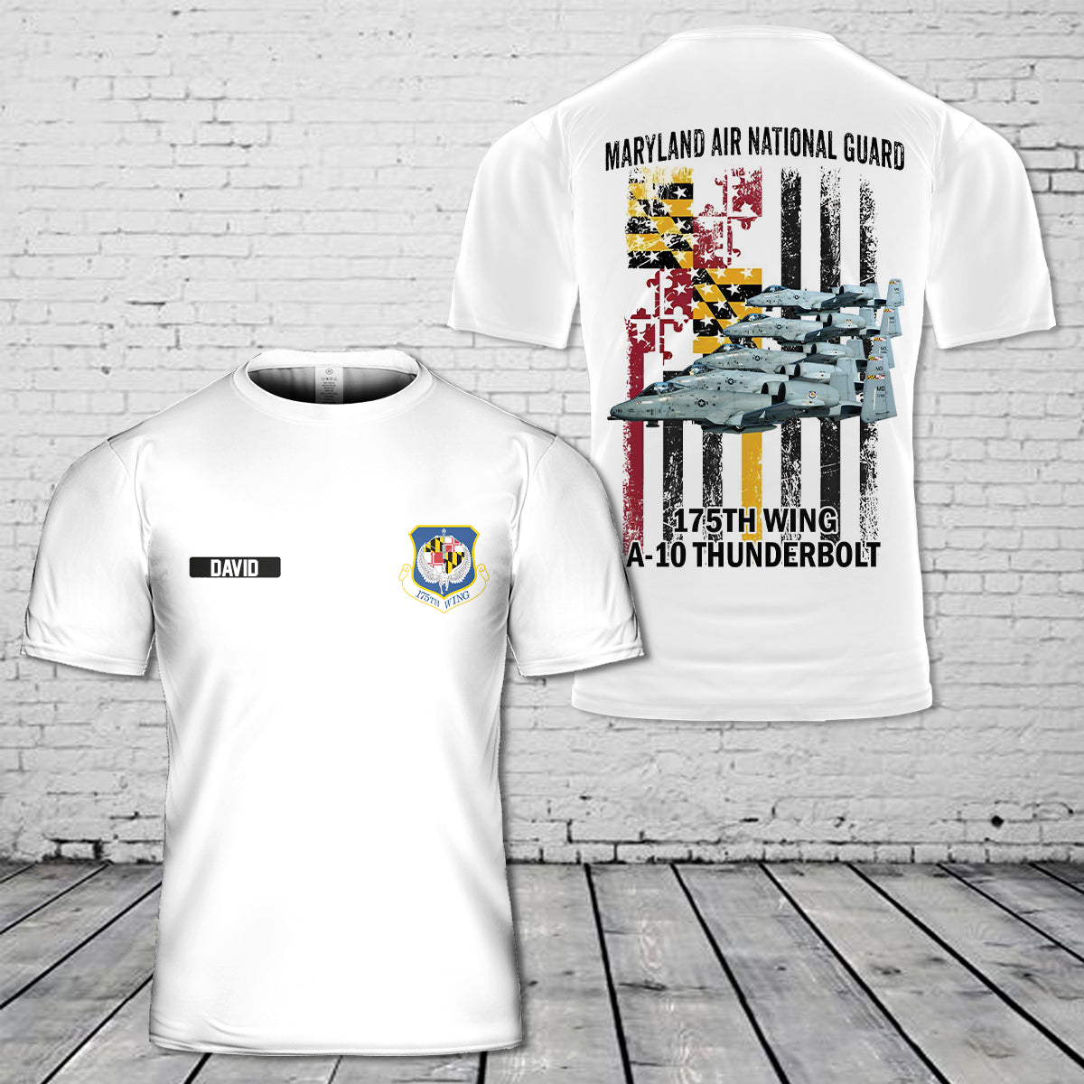 Custom Name Maryland Air National Guard 175th Wing A-10 Thunderbolt 3D T-Shirt