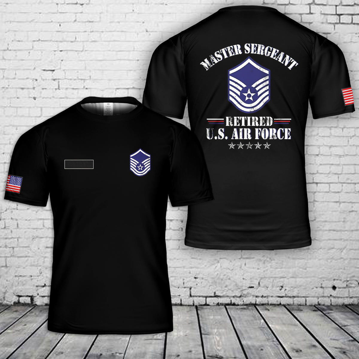 Custom Name Master Sergeant Retired Air Force Military Retirement T-Shirt 3D