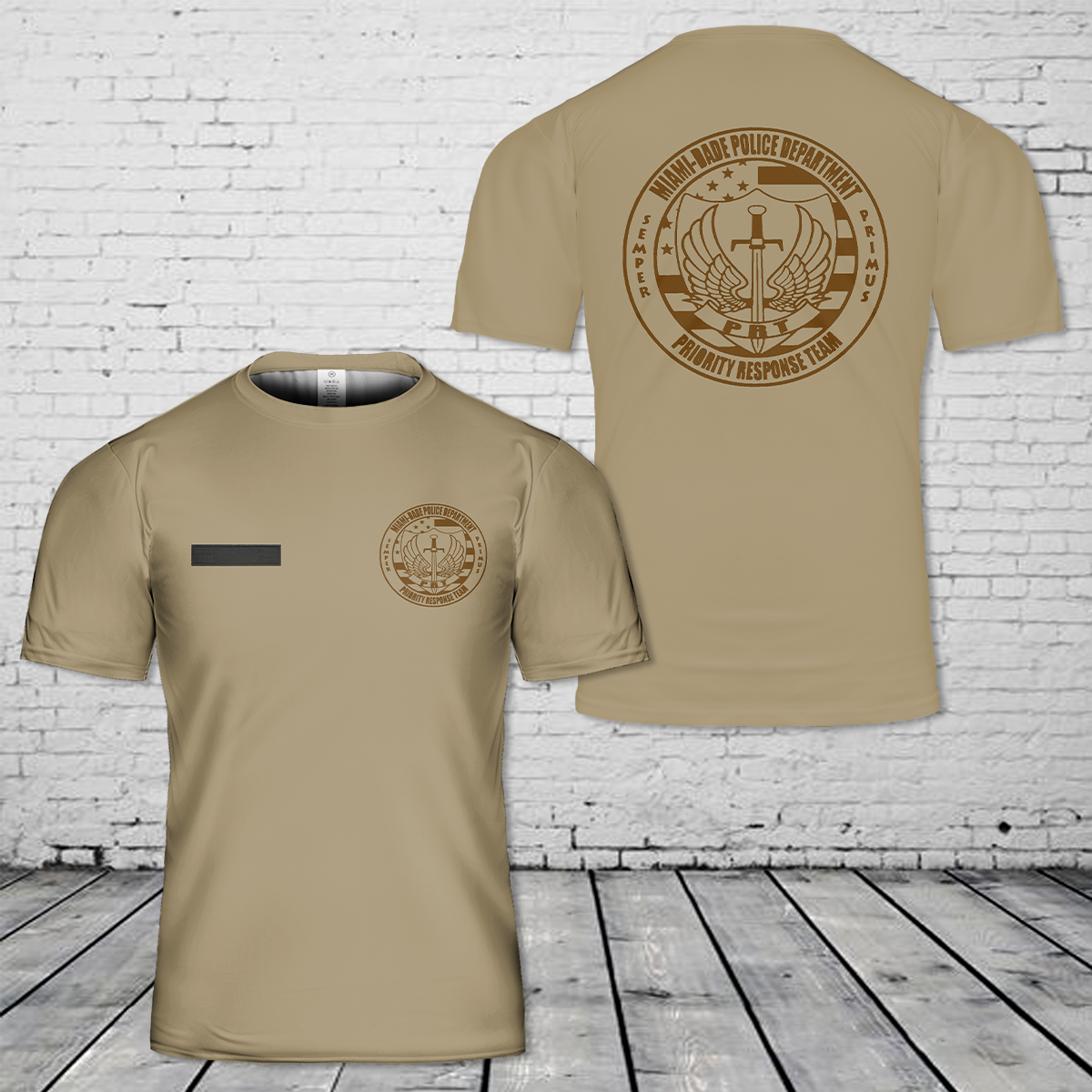 Custom Name Miami Dade Police Department Priority Response Team T-Shirt 3D