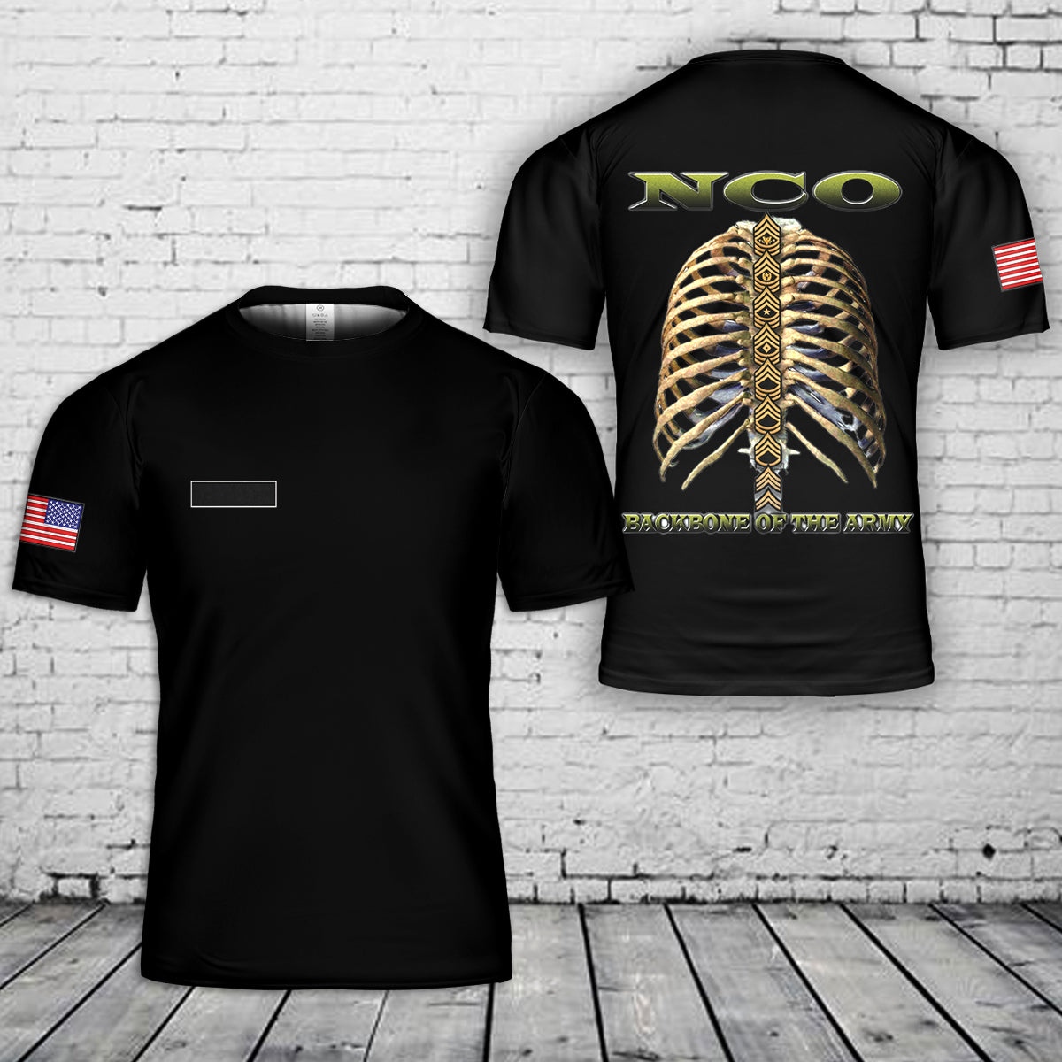 Custom Name NCO Backbone of the Army Military T-Shirt 3D