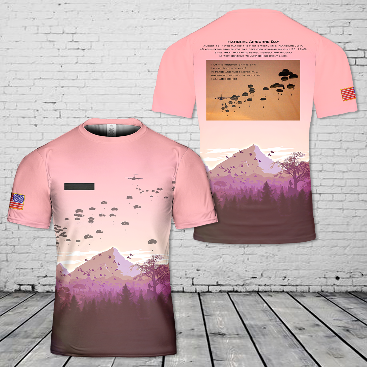 Custom Name National Airborne Day August 16th, 2024 T-Shirt 3D
