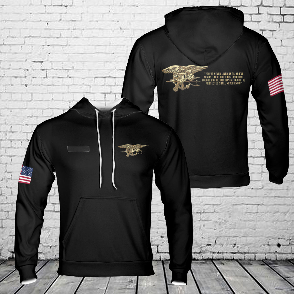 Custom Name Navy SEAL Team Trident “You've never lived until you've almost died" Hoodie 3D