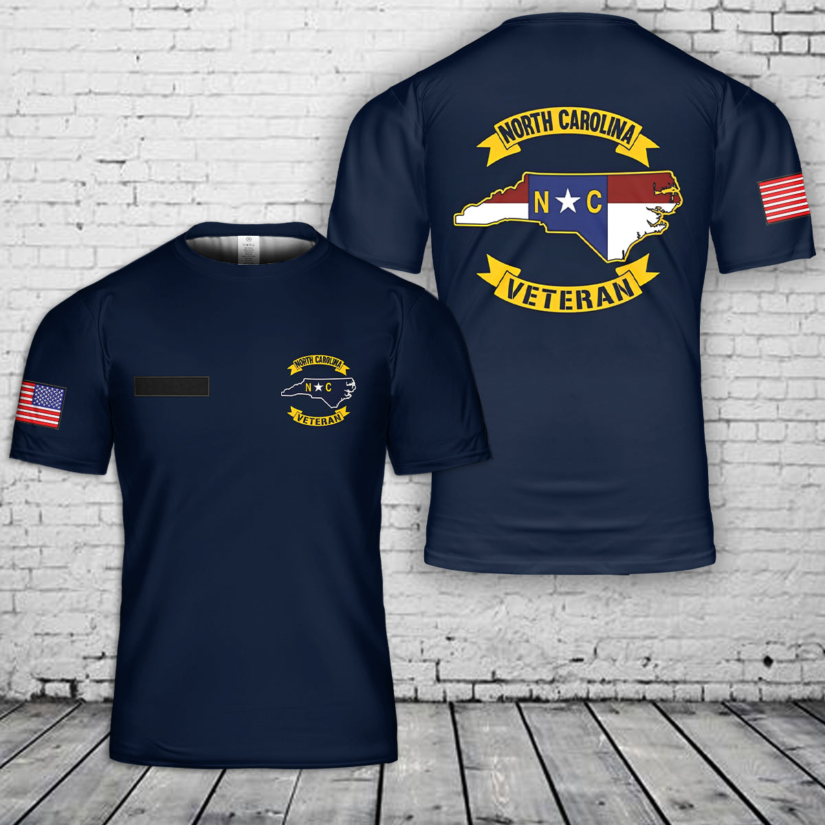 Custom Name North Carolina Veteran T-Shirt 3D