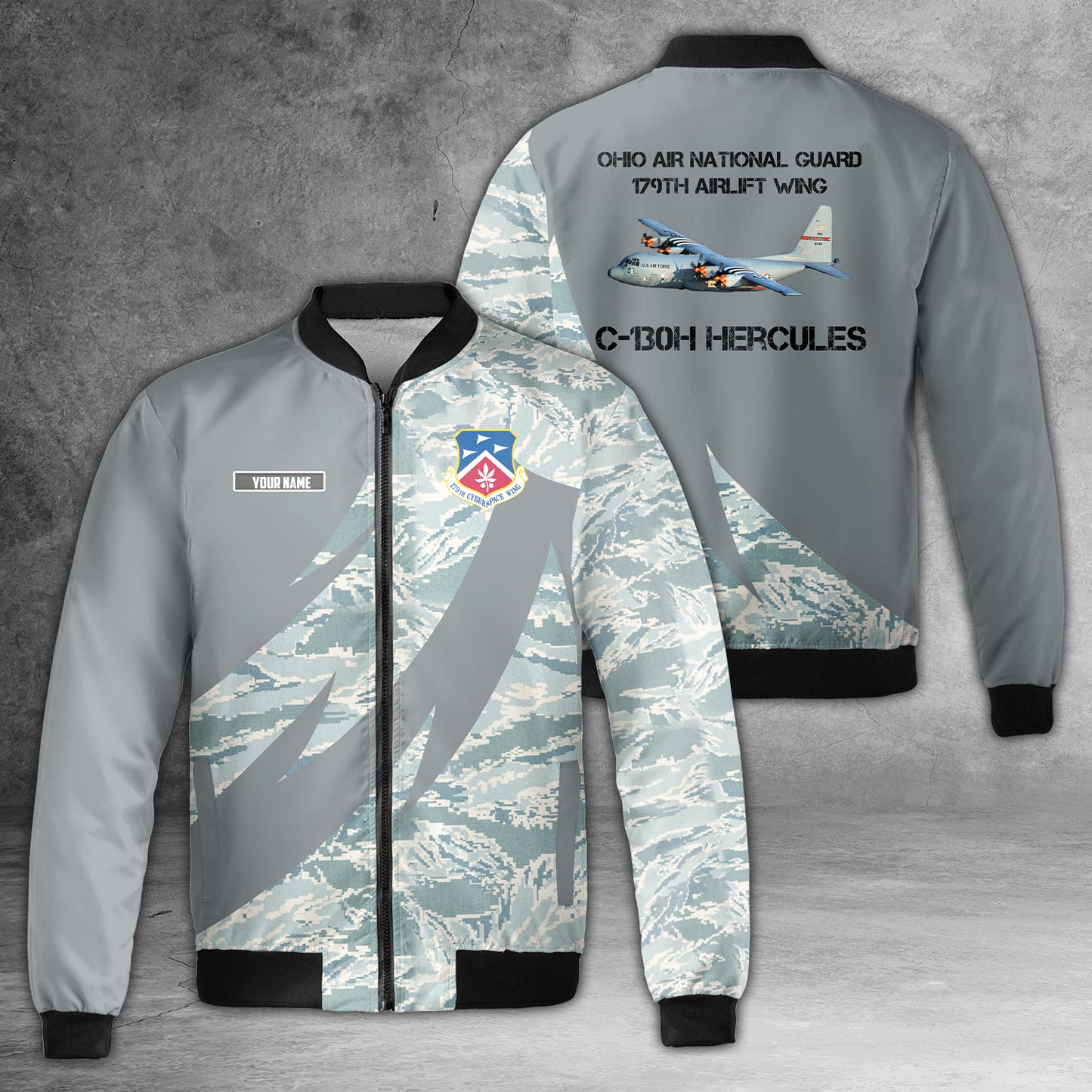 Custom Name Ohio Air National Guard 179th Airlift Wing C-130H Hercules Bomber Jacket