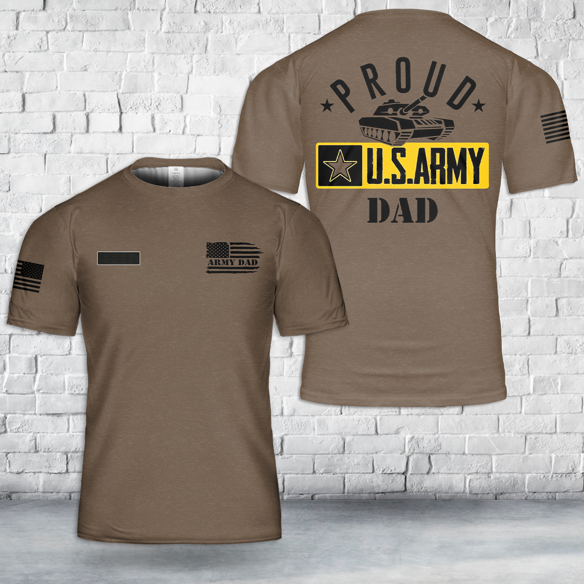 Custom Name PROUD US ARMY DAD T-Shirt 3D