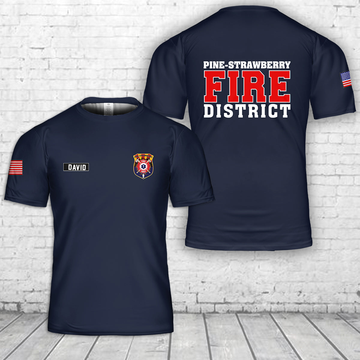 Custom Name Pine-Strawberry Fire District, Arizona 3D T-Shirt
