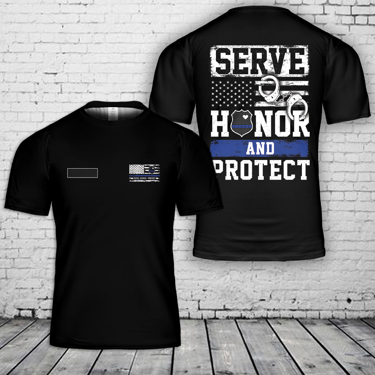 Custom Name Police Office Serve Honor and Protect T-Shirt 3D