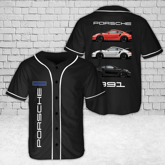 Custom Name Porsche 911 Baseball Jersey