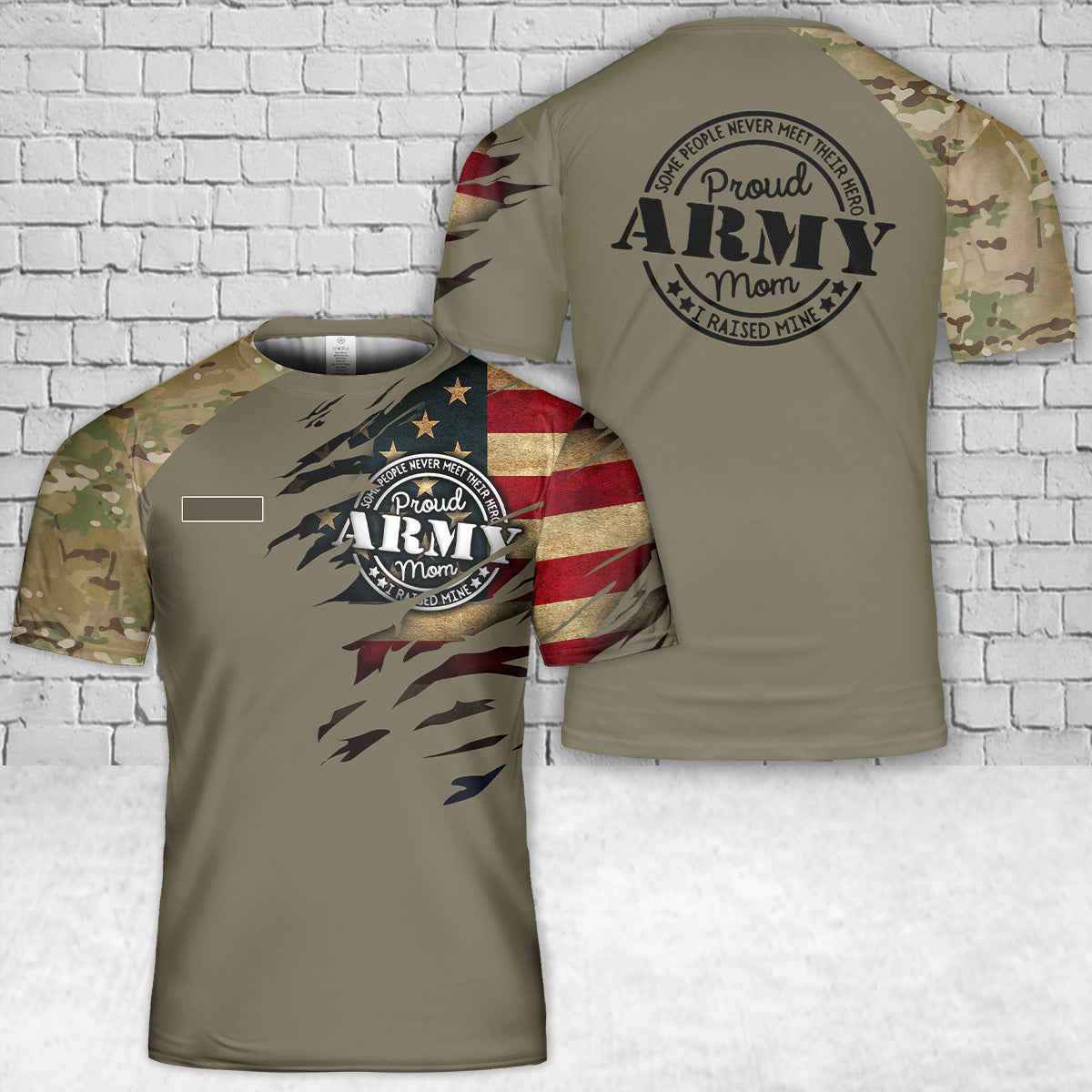 Custom Name Proud Army Mom T-Shirt 3D