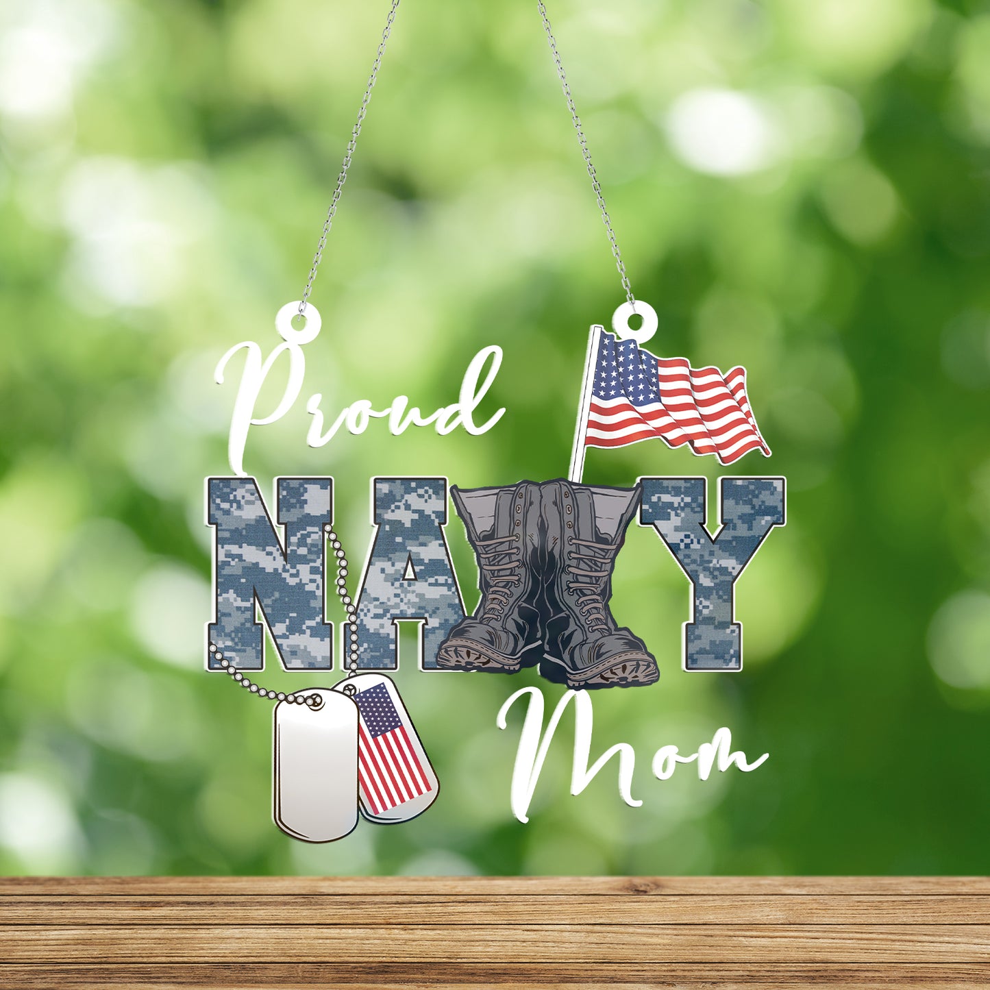 Custom Name Proud Navy Mom Mother's Day Custom Shape Window Hanging Acrylic Ornament