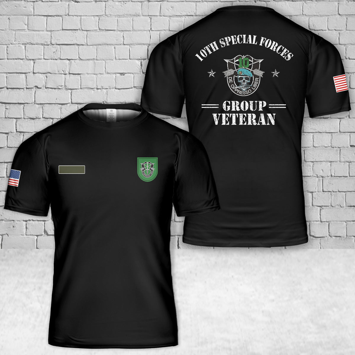 Custom Name Proud US Army 10th Special Forces Group Veteran T-Shirt 3D