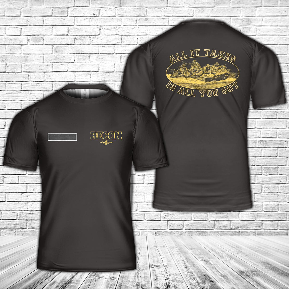 Custom Name Recon infantry Military Combat Rubber Raiding Craft T-Shirt 3D