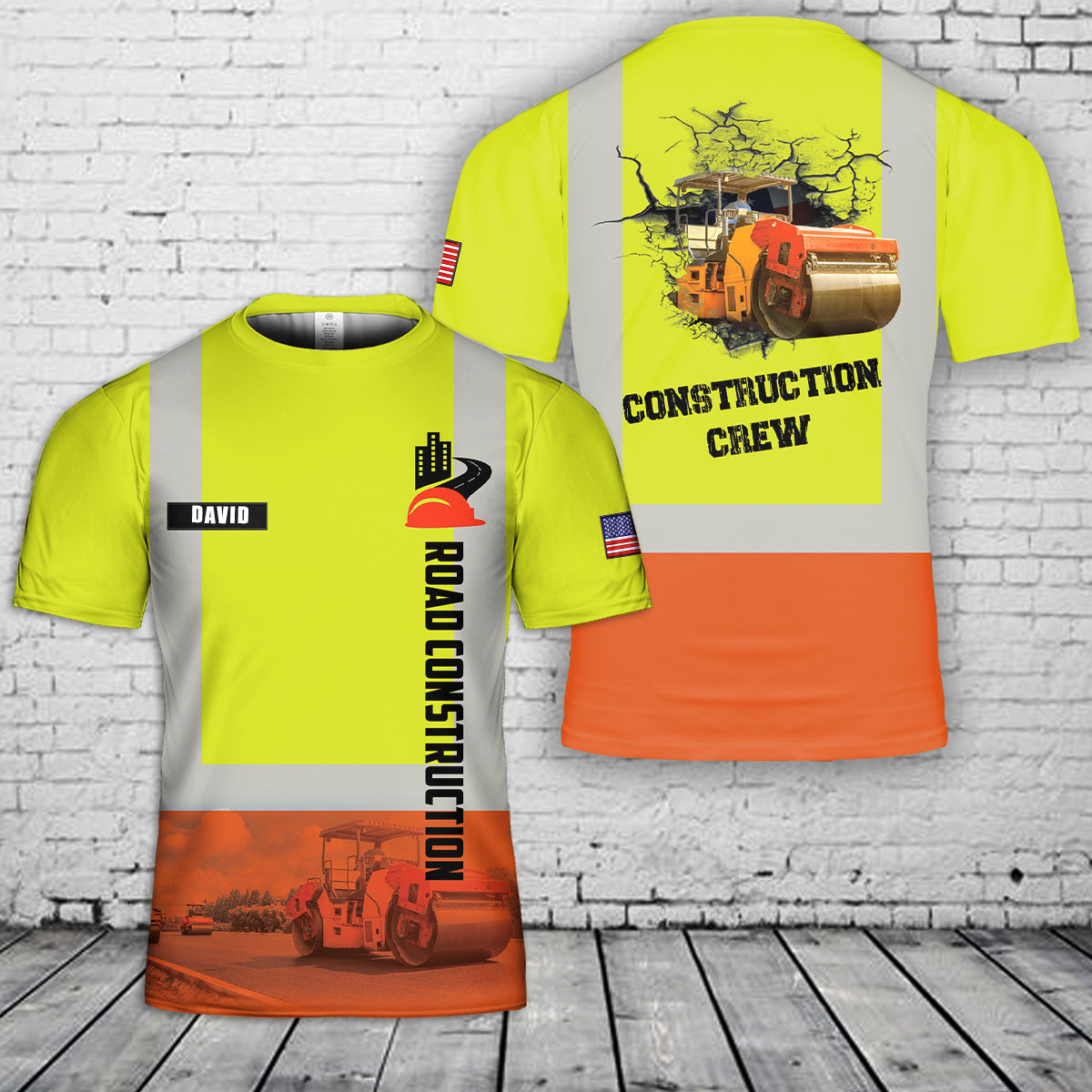 Custom Name Road Construction 3D T-Shirt