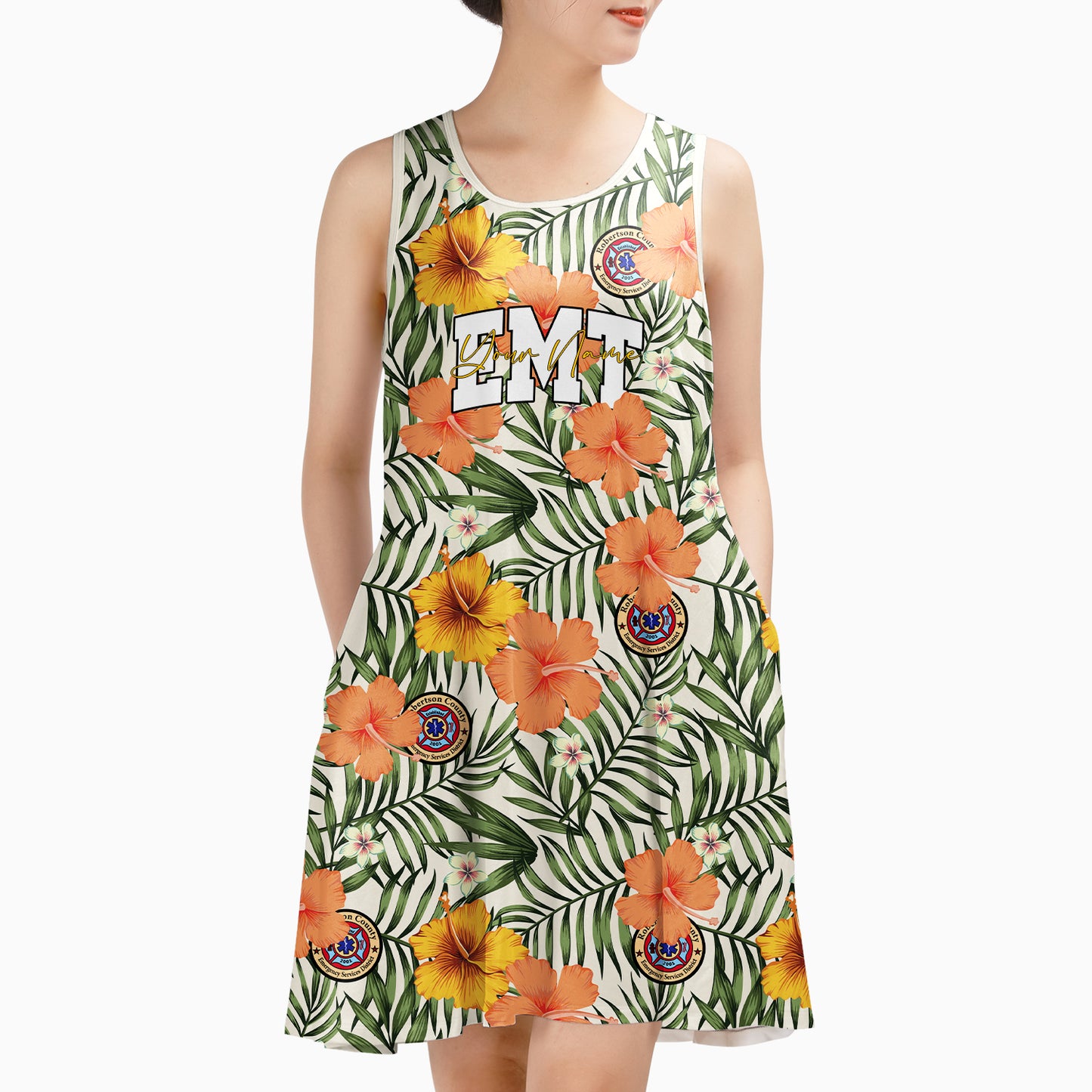 Custom Name Robertson County EMS, Franklin, Texas All-over Print Sleeveless Dress