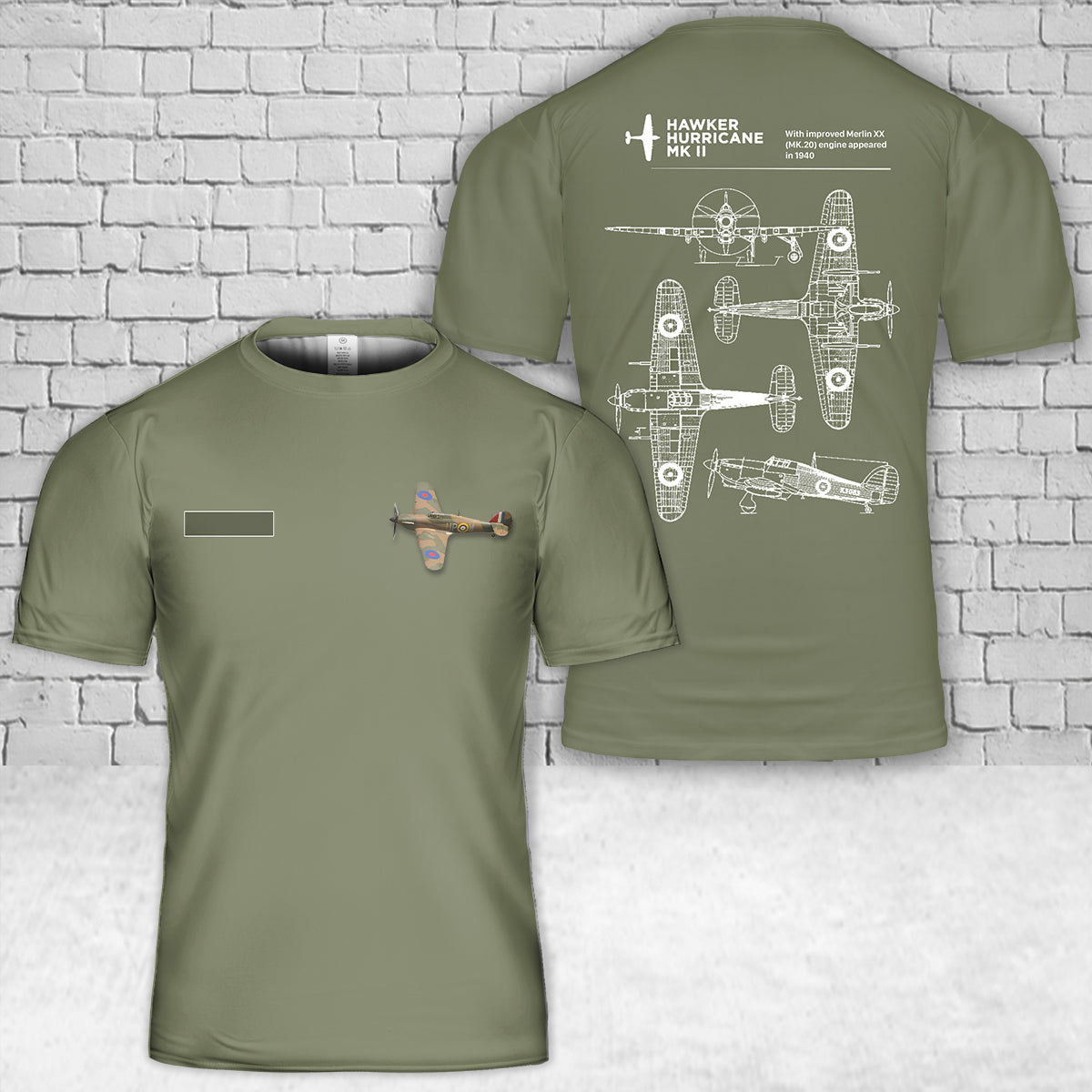 Custom Name Royal Air Force Hawker Hurricane Mk.II T-Shirt 3D