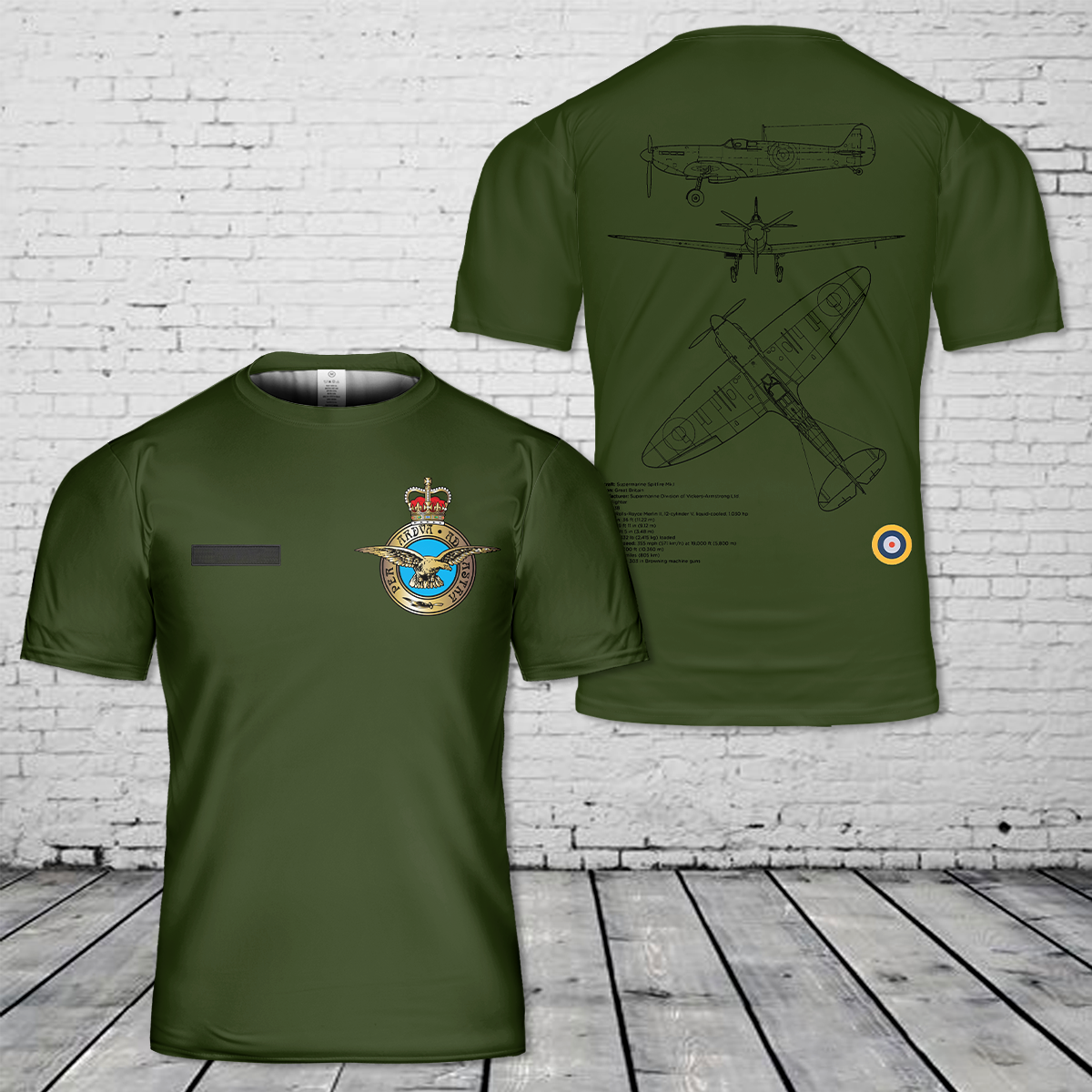 Custom Name Royal Air Force Supermarine Spitfire MkI 3 T-Shirt 3D