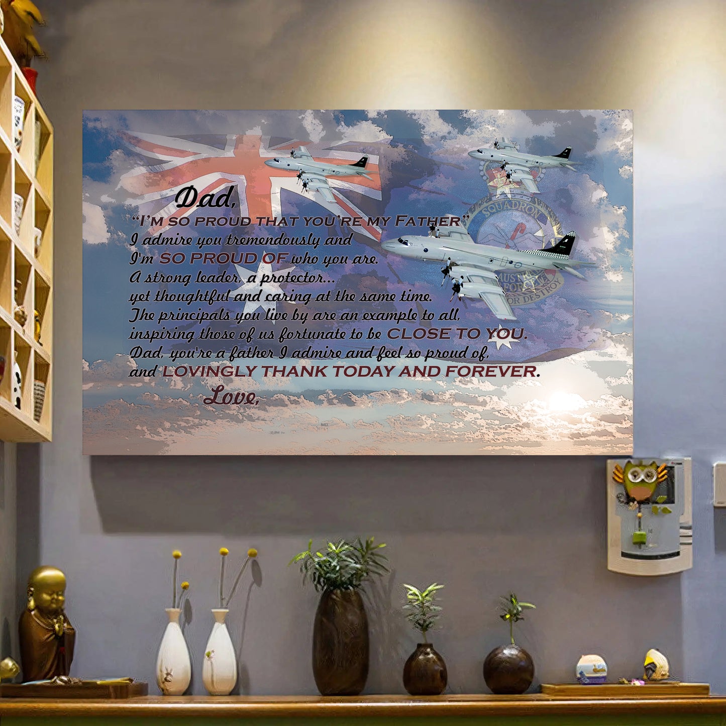 Custom Name Royal Australian Air Force No. 11 Squadron P-3c, Father's Day Canvas